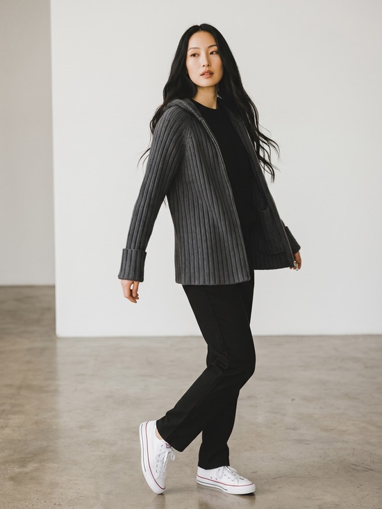 J. Crew Sweaters - J. Crew Hooded, Cotton cable knit, full zip sweater, Size medium. GUC